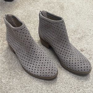 Lucky Brand Gray Perforated Ankle Boots